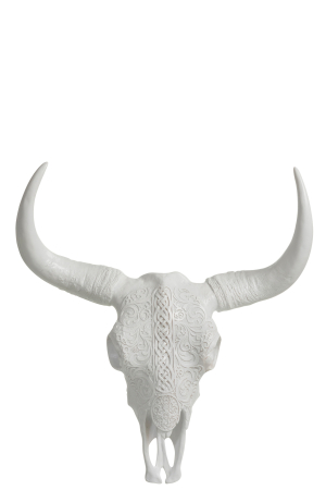 Decoratiuni de perete - Decoratiune de perete Skull Ibiza, Rasina, Alb, 43.5x16x16 cm