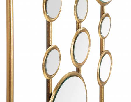 Decoratiune de perete Small Mirrors, Fier/Oglinda, Auriu, 90x35.5x1.5 cm [1]