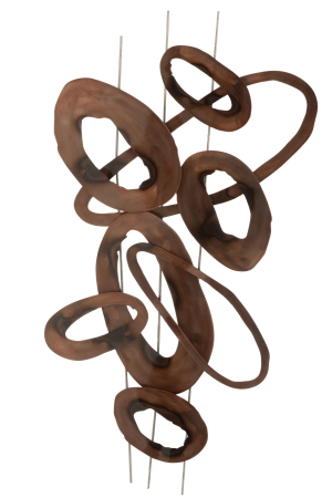 Decoratiuni de perete - Decoratiune de perete Stripes, Metal/Fier, Maro, 91x49x49 cm