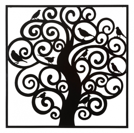 Decoratiune de perete Three, Fier, Negru, 70x70x1 cm [6]