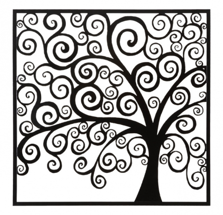 Decoratiune de perete Three Plus, Fier, Negru, 100x100x1 cm [6]