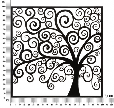 Decoratiune de perete Three Plus, Fier, Negru, 100x100x1 cm [11]