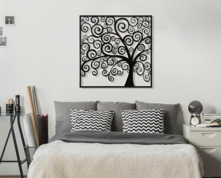 Decoratiune de perete Three Plus, Fier, Negru, 100x100x1 cm [10]