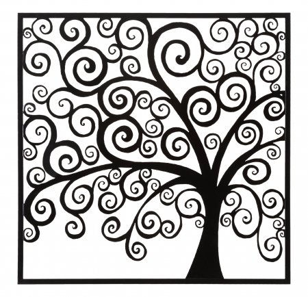 Decoratiune de perete Three Plus, Fier, Negru, 100x100x1 cm [4]