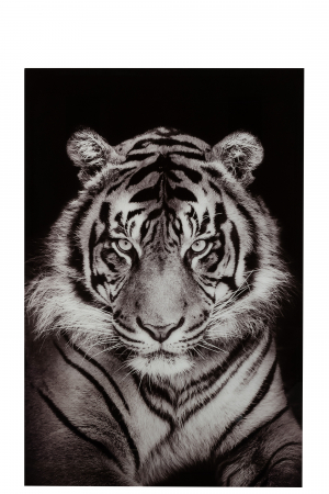 Decoratiune de perete Tiger, Sticla, Alb/Negru, 100x2x150 cm [1]