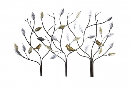 Decoratiune de perete tree birds, metal, multicolor, 104x71x2 cm [1]