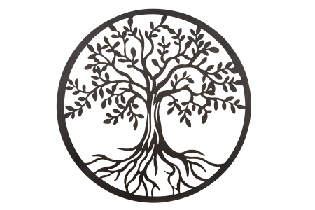Decoratiune de perete Tree of Life, Metal, Maro, 61 cm [1]