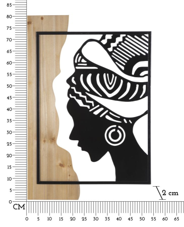 Decoratiune de perete tribal din fier si lemn 53x2x80 cm [5]