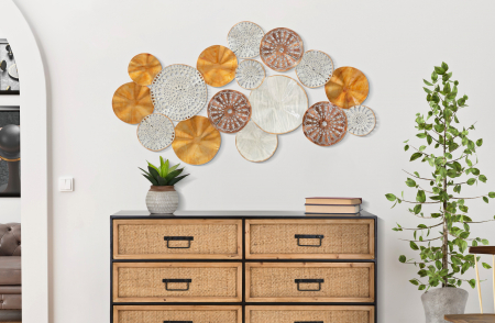 SALE % - Decoratiune de perete Triby, Fier, Multicolor, 68.5x125x5.5 cm
