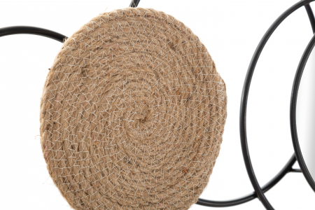 Decoratiune de perete TRIBY, Negru/Maro, Fier/Poliester/Oglinda, 52x106.5x4.5 cm [2]