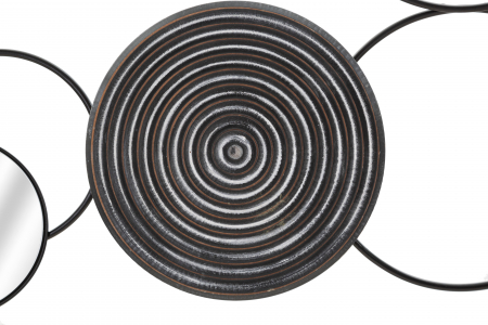 Decoratiune de perete TRIBY, Negru/Maro, Fier/Poliester/Oglinda, 52x106.5x4.5 cm [3]