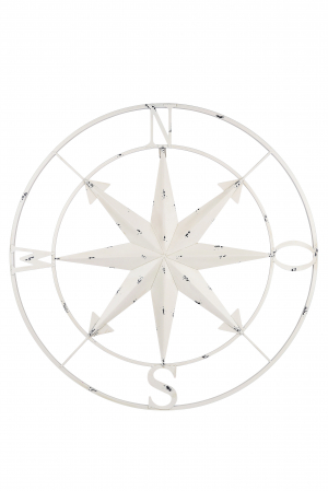 Decoratiune de perete Wind Rose, metal, alb, 2x70 cm [1]