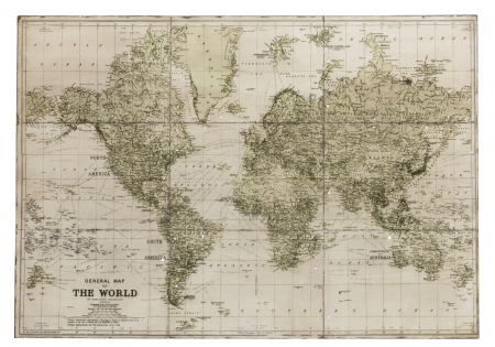SALE % - Decoratiune de perete Worldmap, Metal/Fier, Verde, 127x3.5x89 cm
