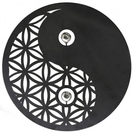 Decoratiune de perete Yin Yang, metal, gri, 60x60x3 cm [1]