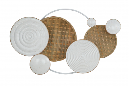 SALE % - Decoratiune de perete Zalvador, Metal, Alb/Maro, 7x73x43 cm