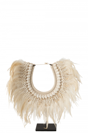 Accesorii - Decoratiune de pus la gat, Lemn, Alb , 35x12.5x47 cm