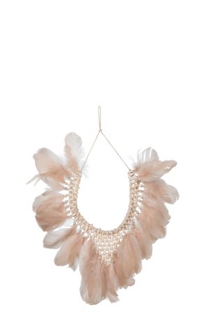 Accesorii - Decoratiune de pus la gat, Pene, Roz, 53x45x1 cm