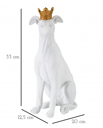 Decoratiune Dog, Rasina, Alb/Auriu, 33x20x12.5 cm [4]