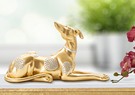Accesorii - Decoratiune  Dog, Rasina, Auriu, 18.3x32.2x9.5 cm