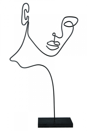 Decoratiune Face Rachel, Metal, Negru, 22.5x40.5x8 cm [2]