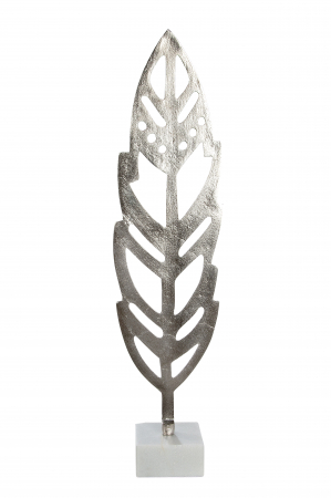 Decoratiune Feather , Aluminiu, Argintiu, 12x48x10 cm [1]