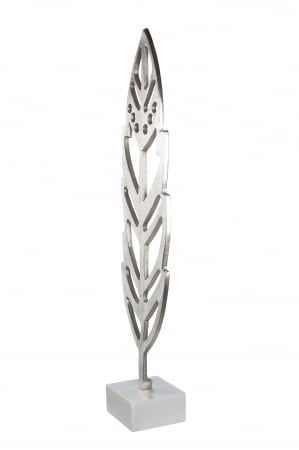 Decoratiune Feather , Aluminiu, Argintiu, 16x65x10 cm [2]