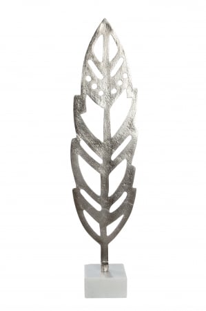 Decoratiune Feather , Aluminiu, Argintiu, 16x65x10 cm [1]