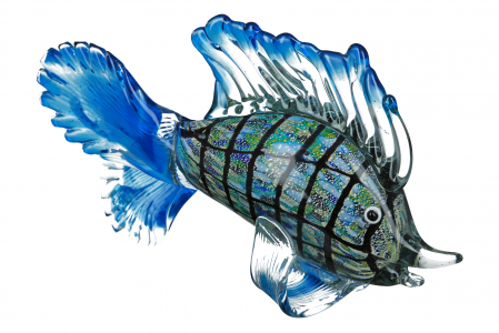 Decoratiune Fish Barracuda, Sticla, Albastru, 28x20x10 cm [4]