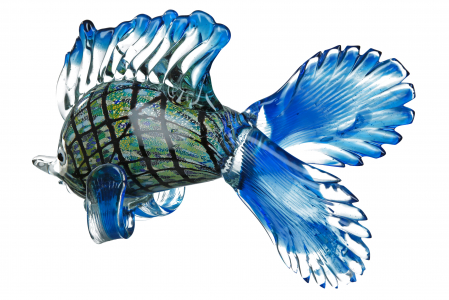 Decoratiune Fish Barracuda, Sticla, Albastru, 28x20x10 cm [2]