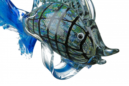 Decoratiune Fish Barracuda, Sticla, Albastru, 28x20x10 cm [1]