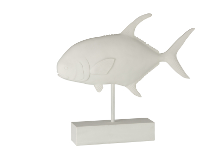 Accesorii - Decoratiune Fish on Foot, Rasina, Alb, 50x8.5x43.5 cm