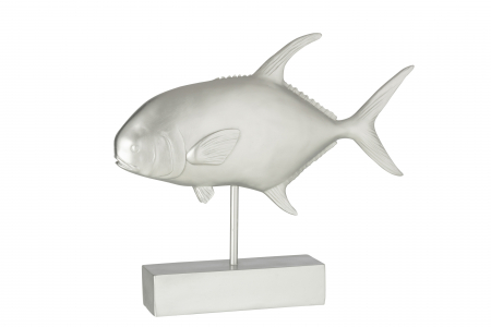 Decoratiune Fish on Foot, Rasina, Argintiu, 51.5x11x43.5 cm [1]