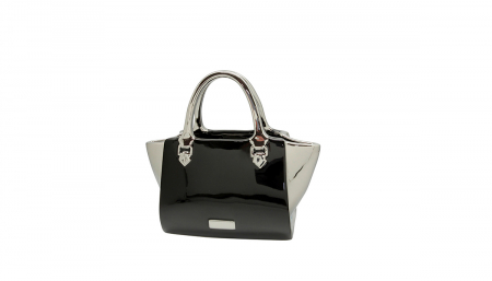 SALE % - Vaza geanta Milano, ceramica, negru/argintiu, 28x13x25 cm