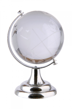 SALE % - Decoratiune glob, sticla/aluminiu, argintiu, 9x5,5 cm