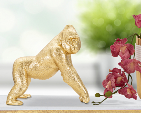 Accesorii - Decoratiune Gorrilla, Rasina, Auriu, 22.8x24.3x13.9 cm