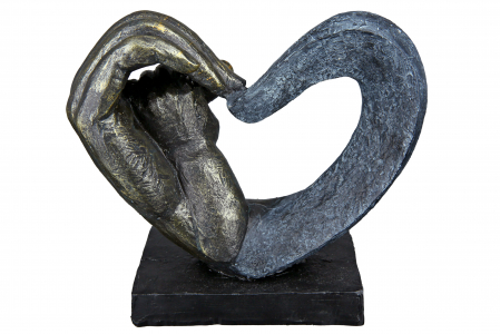 Decoratiune Hands of Love, Rasina, Negru/Albastru, 16x14x7 cm [3]