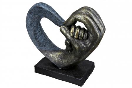Decoratiune Hands of Love, Rasina, Negru/Albastru, 16x14x7 cm [5]