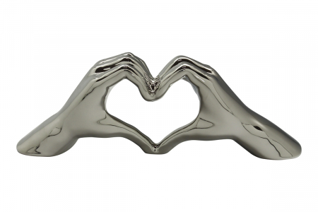 Decoratiune Heart, ceramica, argintiu, 45x15x10 cm [1]