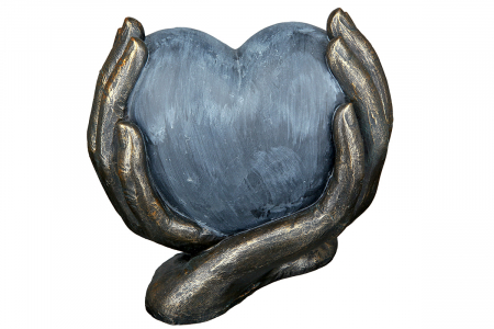 Decoratiune Heart in hands, Rasina, Negru/Albastru, 15x15x10 cm [1]