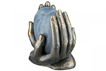 Decoratiune Heart in hands, Rasina, Negru/Albastru, 15x15x10 cm [5]