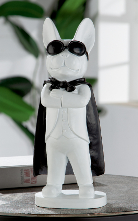 SALE % - Decoratiune Hero Dog, Rasina, Alb/Negru, 12.5x34x10 cm