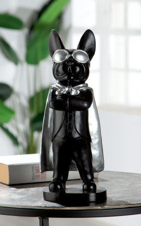 SALE % - Decoratiune Hero Dog, Rasina, Negru/Argintiu, 12.5x34x10 cm