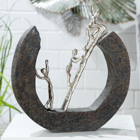 Accesorii - Decoratiune Hinauf, Aluminiu/Lemn, Gri/Argintiu, 35x32x6 cm