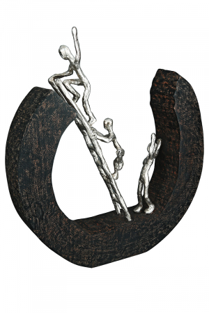 Decoratiune Hinauf, Aluminiu/Lemn, Gri/Argintiu, 35x32x6 cm [2]