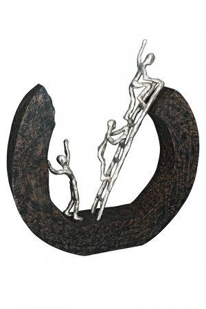 Decoratiune Hinauf, Aluminiu/Lemn, Gri/Argintiu, 35x32x6 cm [4]