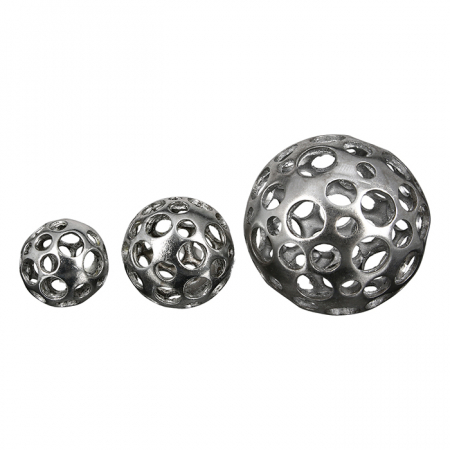 SALE % - Decoratiune Holes, rasina, argintiu, 10 cm