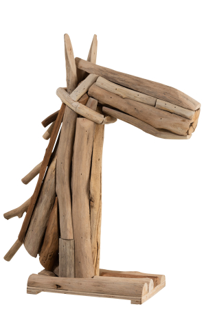 Accesorii - Decoratiune Horse Head, Lemn, Natural, 24.75x10.5x28.75 cm
