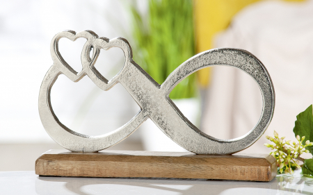 DECORATIUNI - Decoratiune Infinity on Base, aluminiu/lemn, argintiu/maro, 25.5x16x5 cm