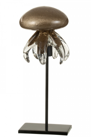 Arta sticlei - Decoratiune Jellyfish On Foot, Sticla/Metal, Maro/Negru, 10x10x24 cm