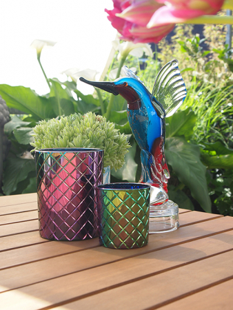 Decoratiune kingfisher, albastru, sticla, 22x14x14 cm [4]